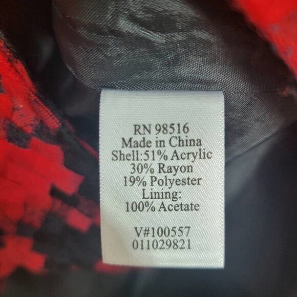 Coldwater Creek Womens Large Red & Black Houndstooth Lightweight Jacket Shacket - Picture 9 of 16